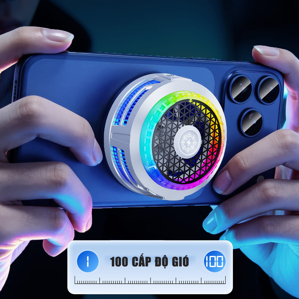 Quạt sò lạnh tản nhiệt điện thoại cao cấp TH20 Pro 9V AI kiểm soát nhiệt thông minh Led RGB làm lạnh nhanh không tụt FPS khi chơi game Mobile