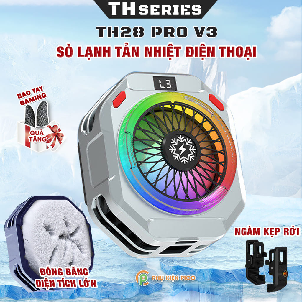 Quạt tản nhiệt điện thoại sò lạnh TH28 Pro V3 AI LED RGB chính hãng