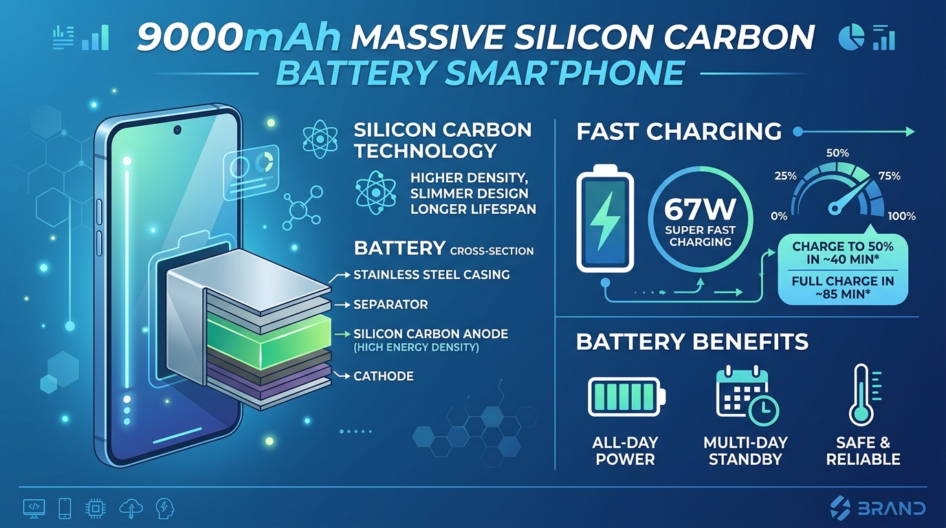 Pin 9000mAh silicon-carbon và sạc nhanh 67W trên Redmi Note 17 Pro