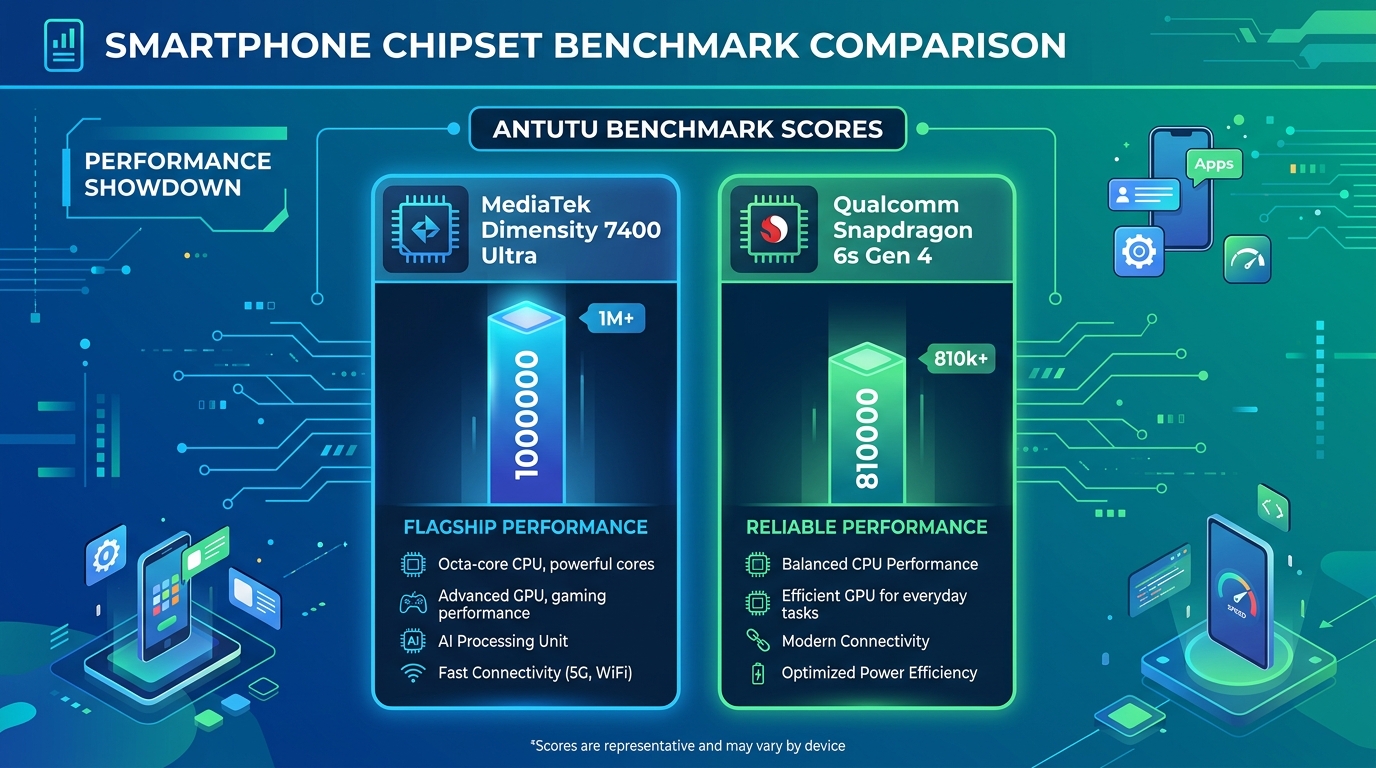 So sánh hiệu năng Dimensity 7400 Ultra và Snapdragon 6s Gen 4