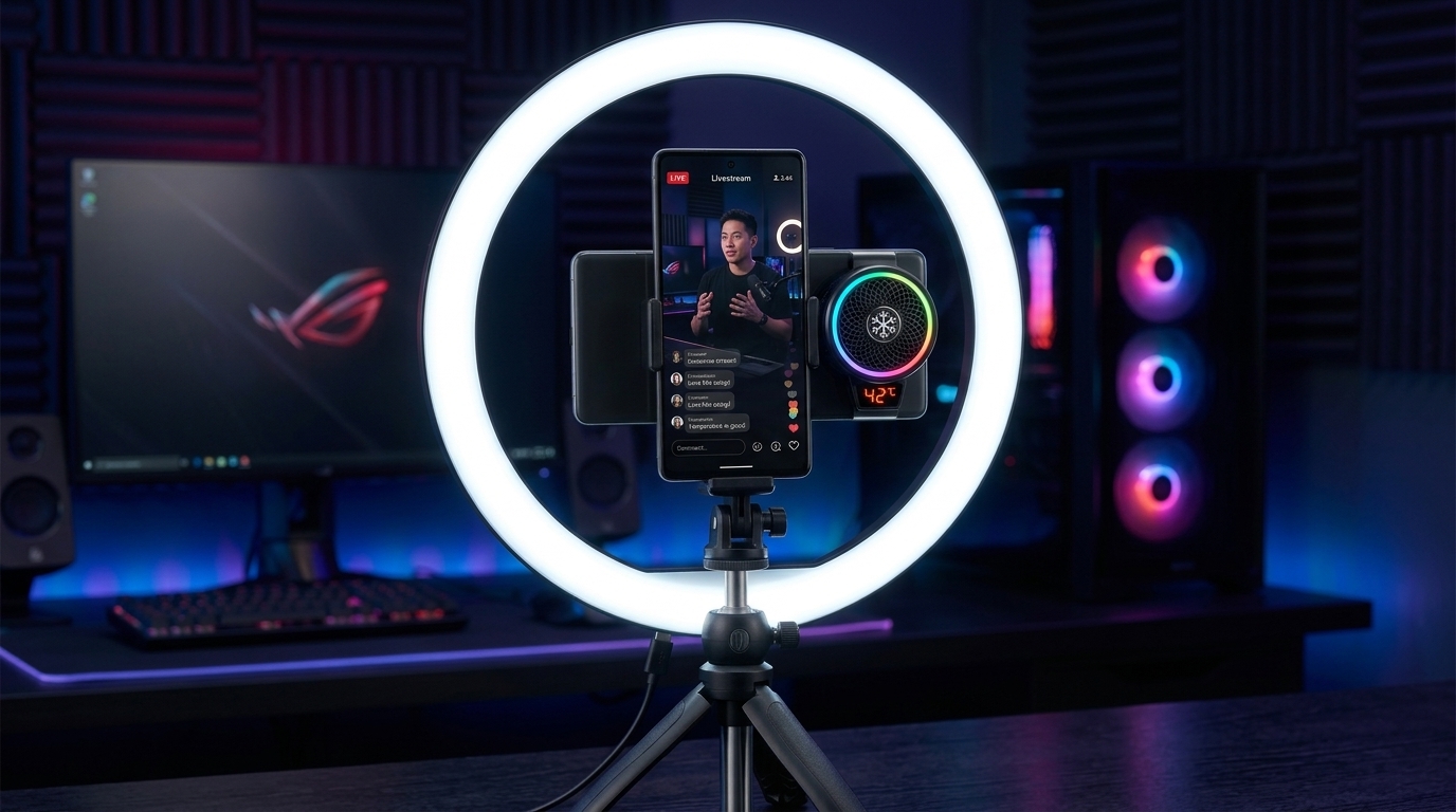 TH29 Pro AI tản nhiệt khi livestream Quạt sò lạnh TH29 Pro AI gắn điện thoại khi livestream