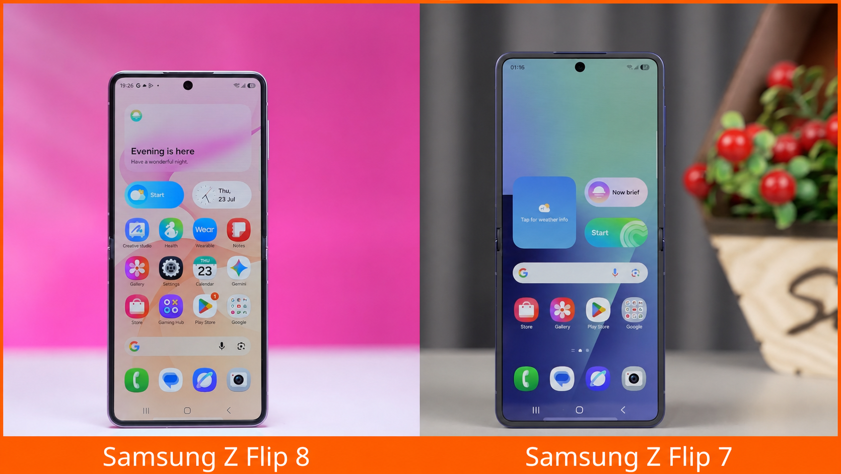 So sánh màn hình phụ FlexWindow Samsung Galaxy Z Flip8 và Z Flip7