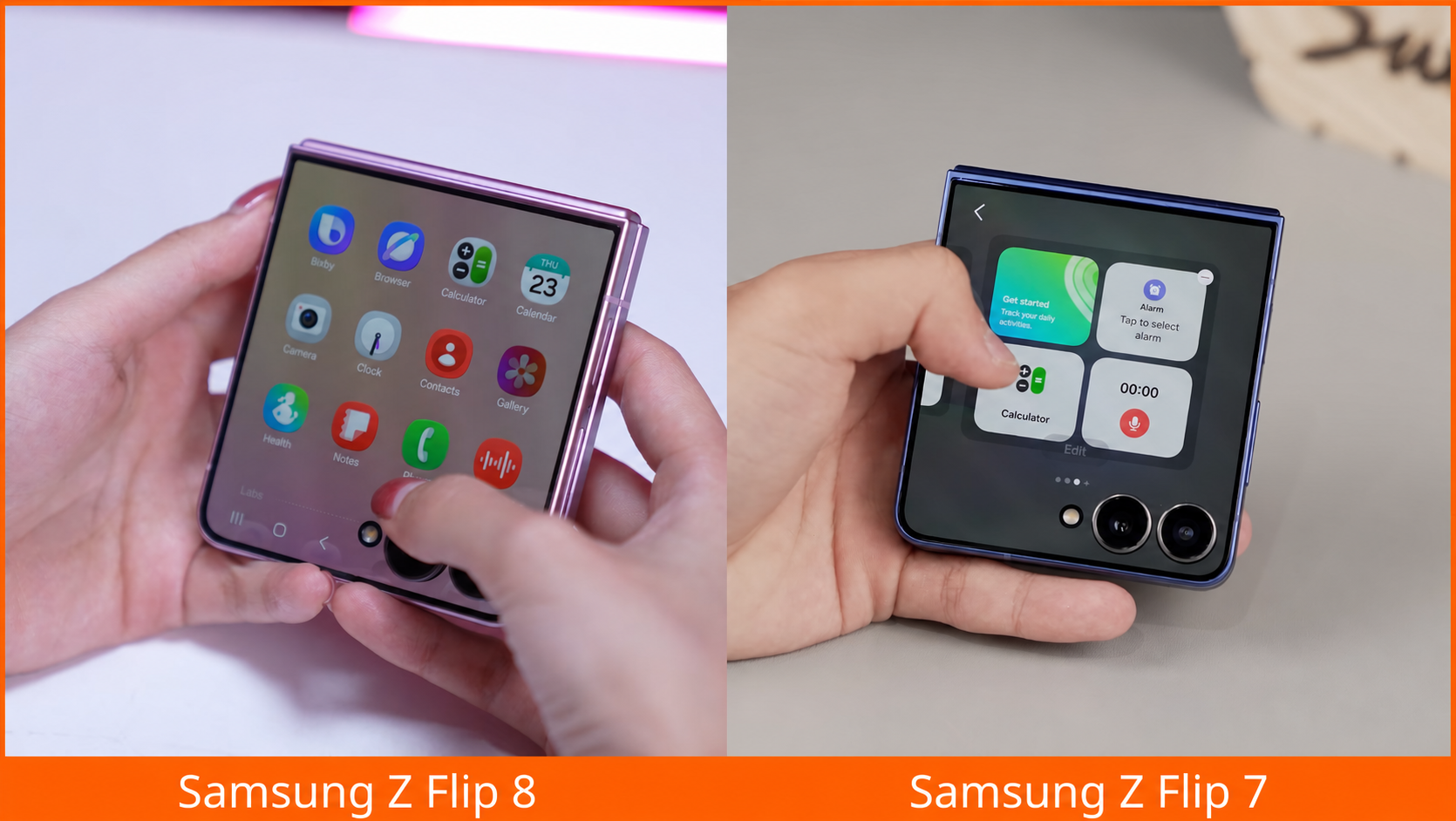 So sánh màn hình gập trong Samsung Galaxy Z Flip8 và Z Flip7