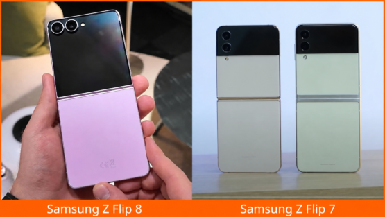So sánh thiết kế Samsung Galaxy Z Flip8 và Z Flip7 viền cam