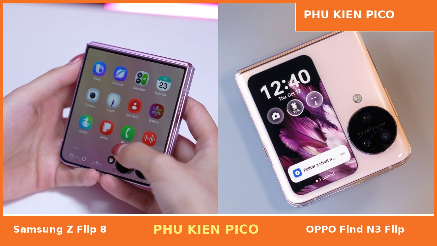 So sánh màn hình mặt ngoài Samsung Z Flip 8 vs OPPO Find N3 Flip