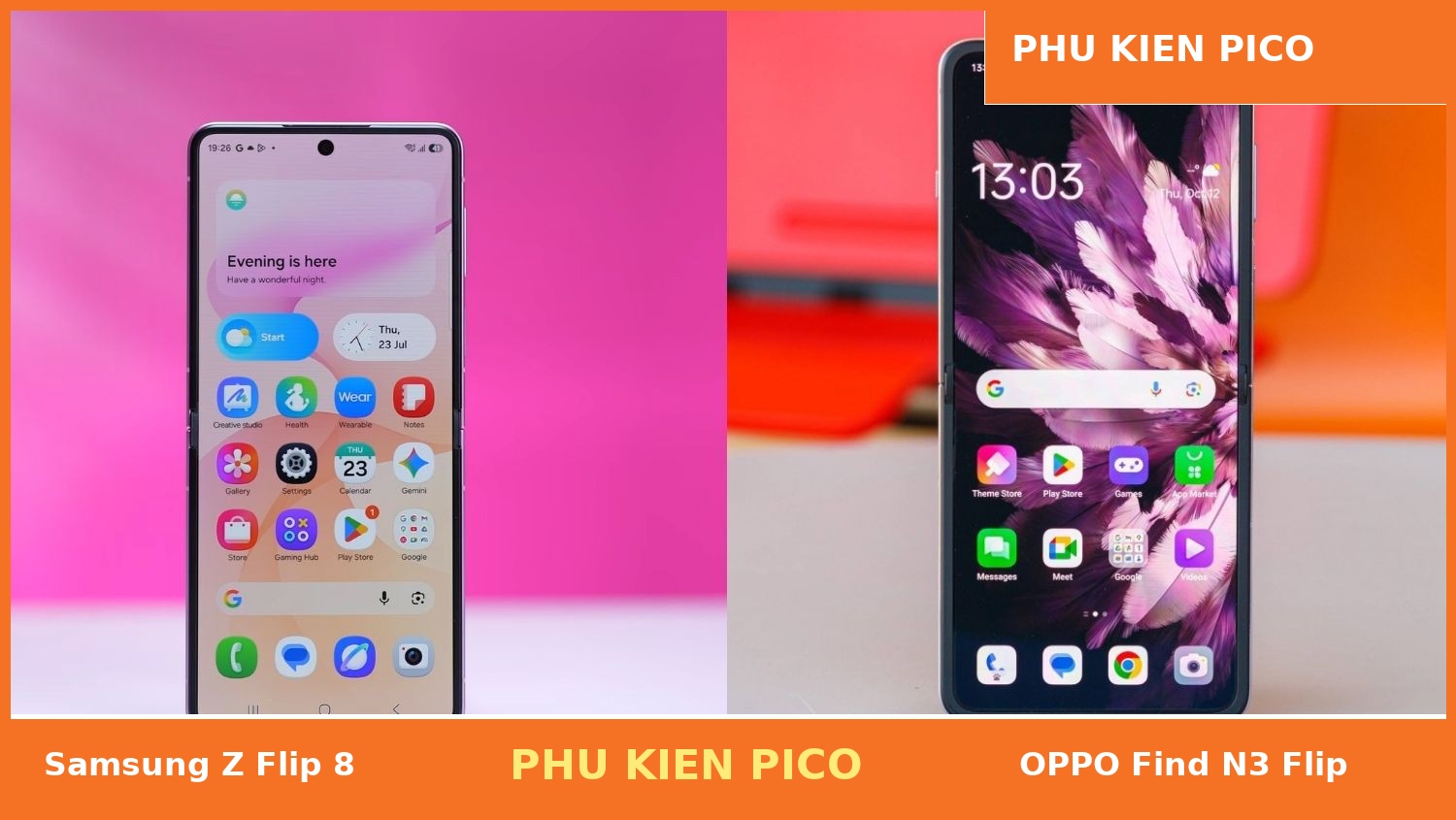 So sánh màn hình mặt trong Samsung Z Flip 8 vs OPPO Find N3 Flip