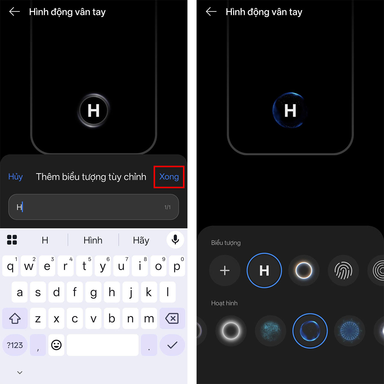 Hoàn tất đổi hiệu ứng vân tay OPPO ColorOS