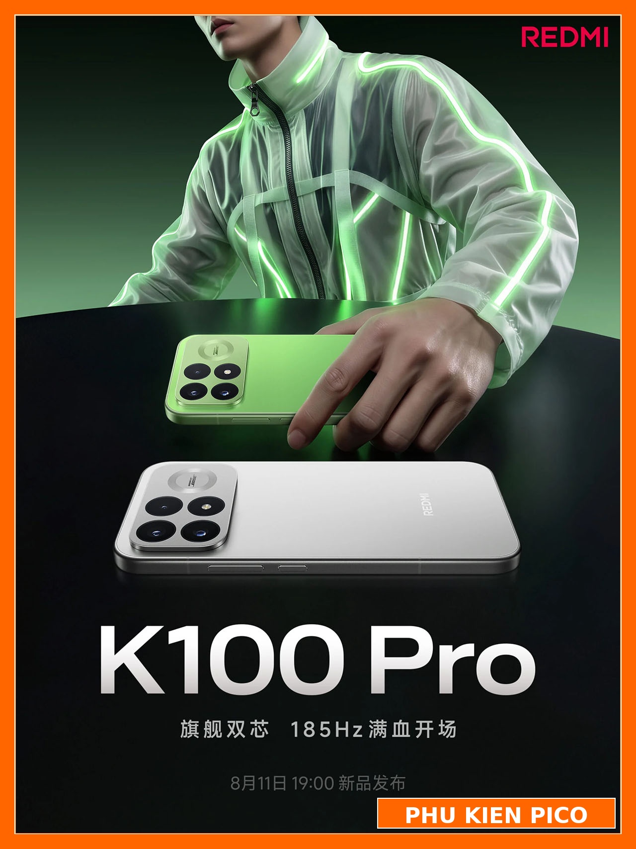 Vẽ hình bằng ánh sáng trên mặt lưng Redmi K100 Pro