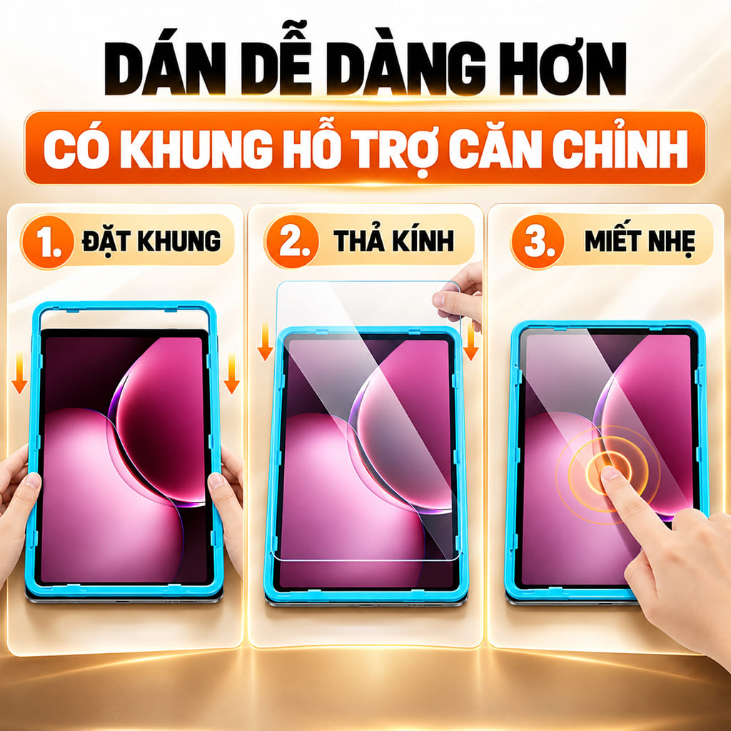 Kính cường lực Xiaomi Pad 9 Pro Max 13.3 Inch full màn hình chính hãng Smart Devil có khung hỗ trợ dán - Hình ảnh 8