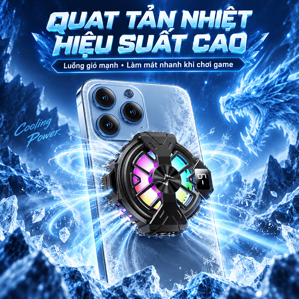 Quạt tản nhiệt điện thoại sò lạnh P60 từ tính có ngàm kẹp rời màn hình hiển thị nhiệt độ giảm nhiệt nhanh hỗ trợ tăng FPS Gaming - Hình ảnh 10