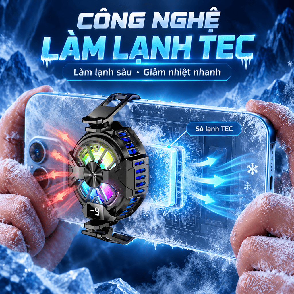 Quạt tản nhiệt điện thoại sò lạnh P60 từ tính có ngàm kẹp rời màn hình hiển thị nhiệt độ giảm nhiệt nhanh hỗ trợ tăng FPS Gaming - Hình ảnh 11