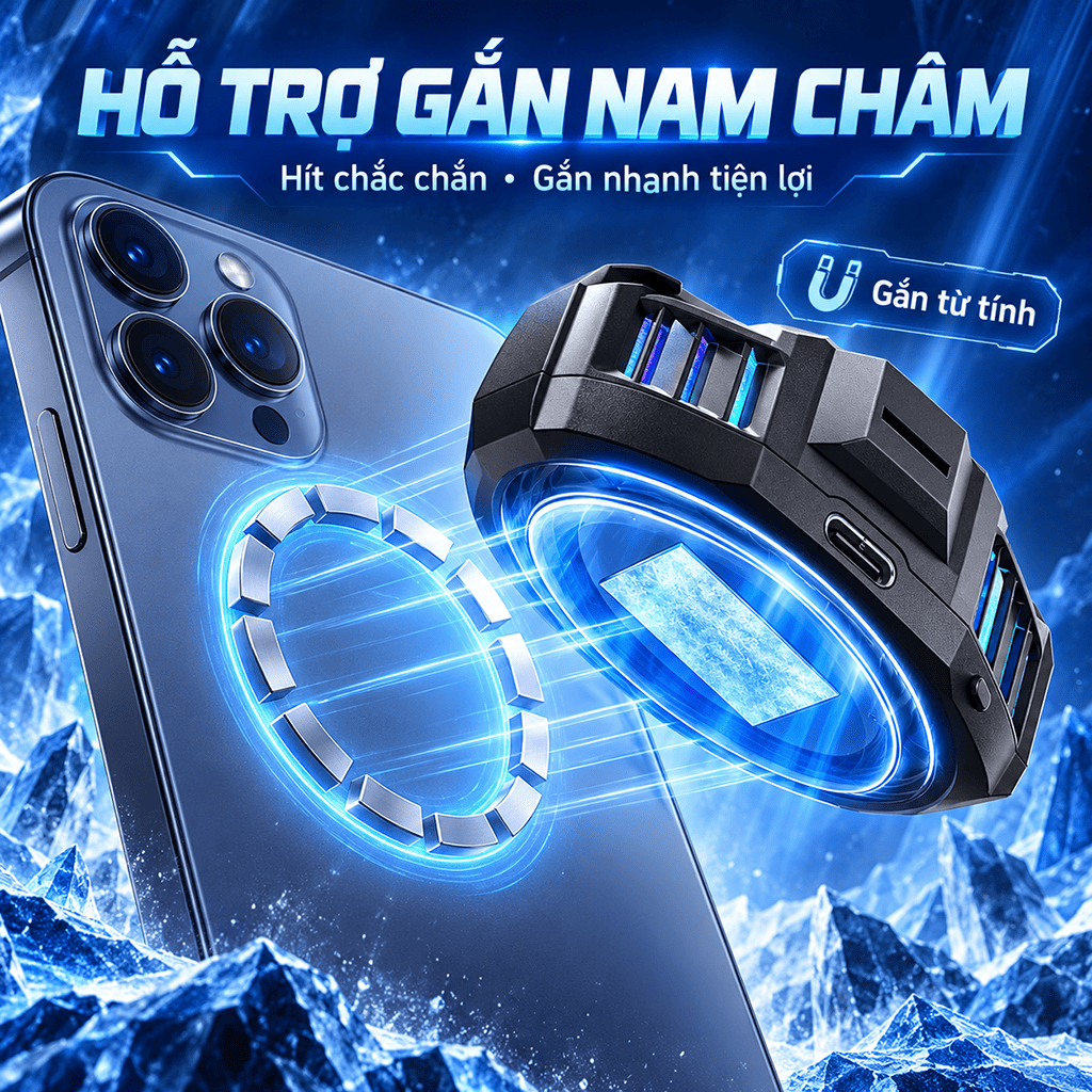 Quạt tản nhiệt điện thoại sò lạnh P60 từ tính có ngàm kẹp rời màn hình hiển thị nhiệt độ giảm nhiệt nhanh hỗ trợ tăng FPS Gaming - Hình ảnh 7