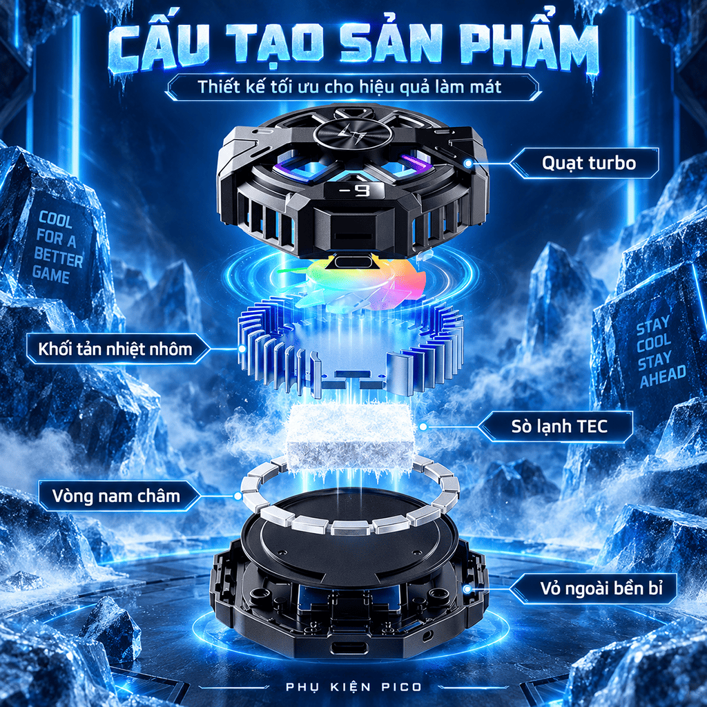 Quạt tản nhiệt điện thoại sò lạnh P60 từ tính có ngàm kẹp rời màn hình hiển thị nhiệt độ giảm nhiệt nhanh hỗ trợ tăng FPS Gaming - Hình ảnh 8
