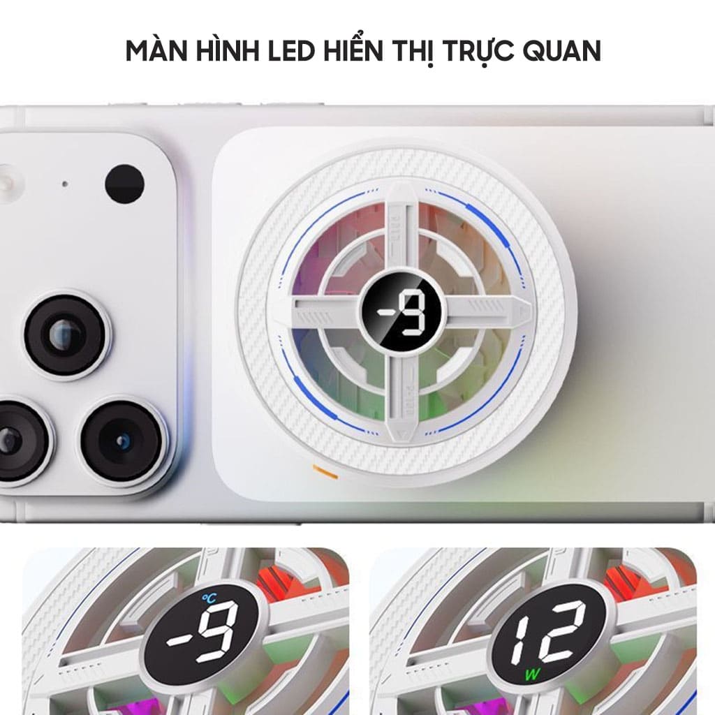 Quạt tản nhiệt điện thoại sò lạnh K10 AI ngàm kẹp rời màn hình hiển thị nhiệt độ Led RGB giảm nhiệt nhanh hỗ trợ tăng FPS Gaming - Hình ảnh 6