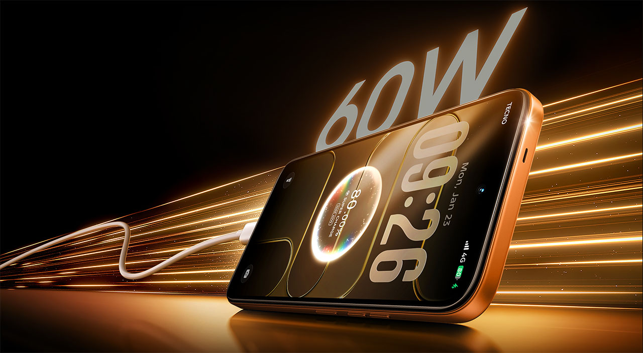 Công nghệ sạc nhanh 60W Super Charge trên TECNO Spark 50 Pro