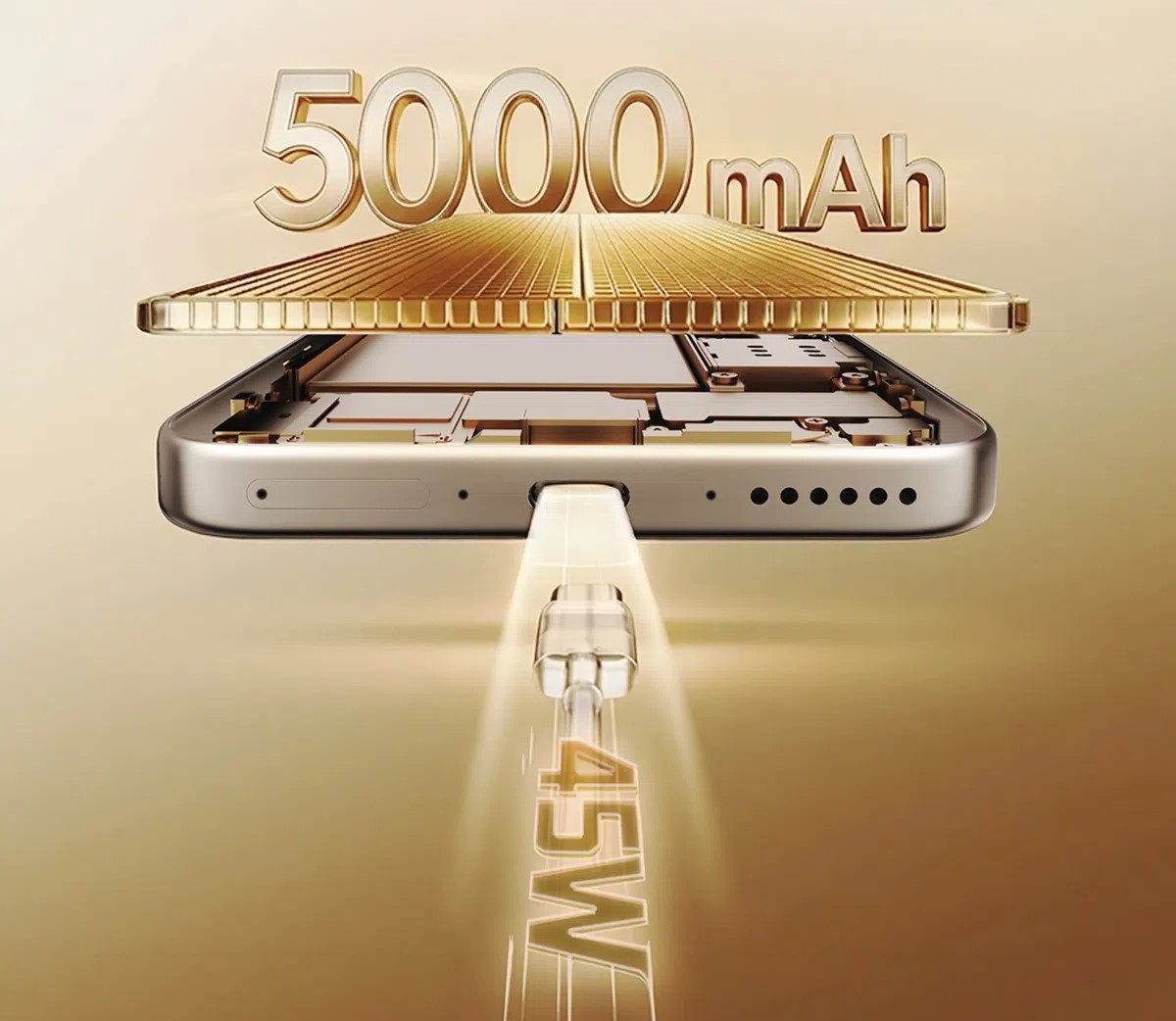 Dung luong pin 5000mAh ho tro sac nhanh 45W tren TCL P80