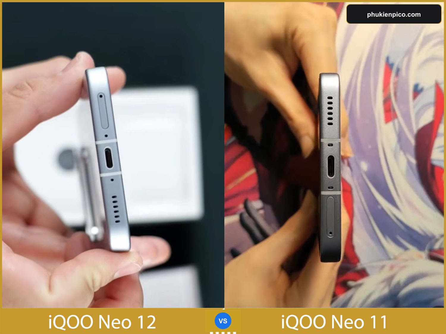 So sánh độ dày thân máy và dung lượng pin 9000mAh của iQOO Neo 12 so với pin 7500mAh của iQOO Neo 11