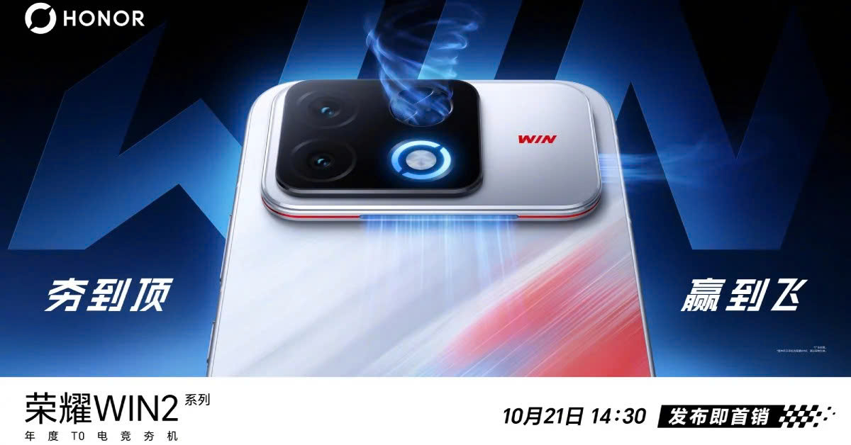 Mặt lưng HONOR Win 2 lộ diện quạt tản nhiệt cơ học đèn LED RGB và camera kép