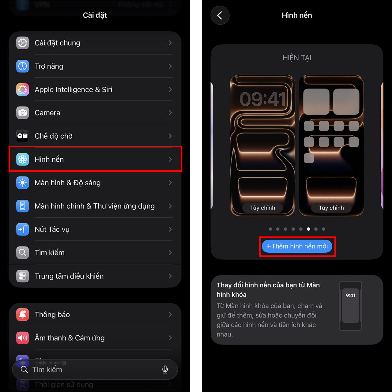 Hướng dẫn cài đặt hình nền iPhone Duo bước 1 truy cập Cài đặt