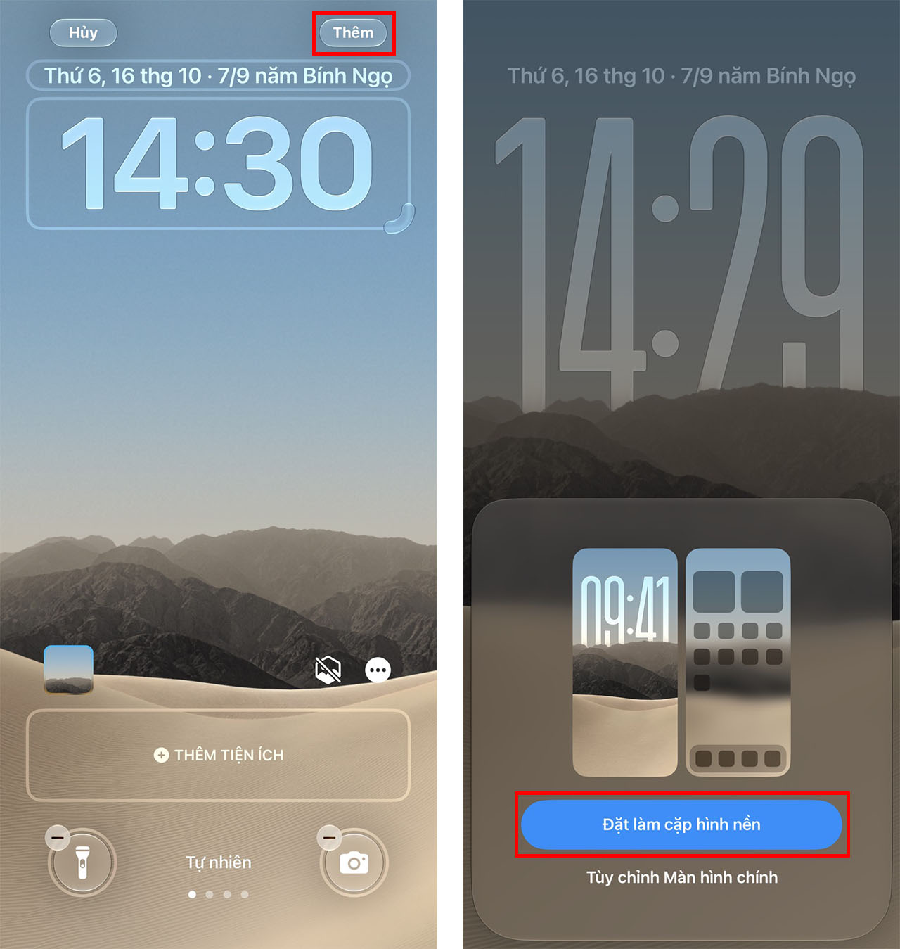 Hướng dẫn cài đặt hình nền iPhone Duo bước 2 căn chỉnh và áp dụng cặp hình nền