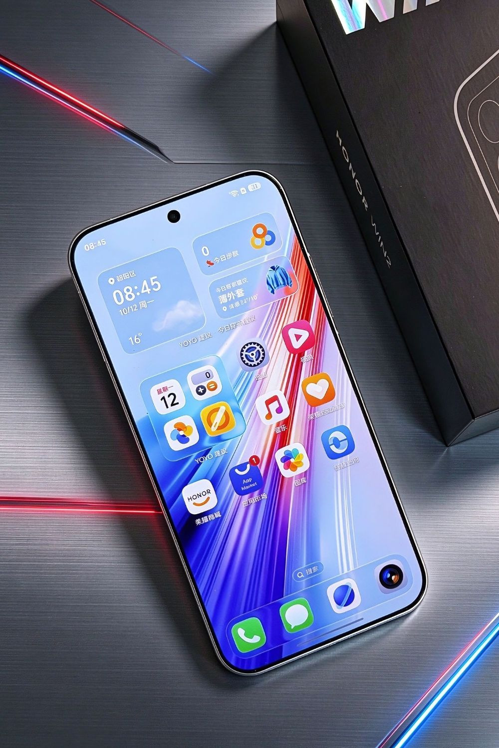 Mặt trước màn hình phẳng AMOLED 2K viền siêu mỏng của Honor WIN 2