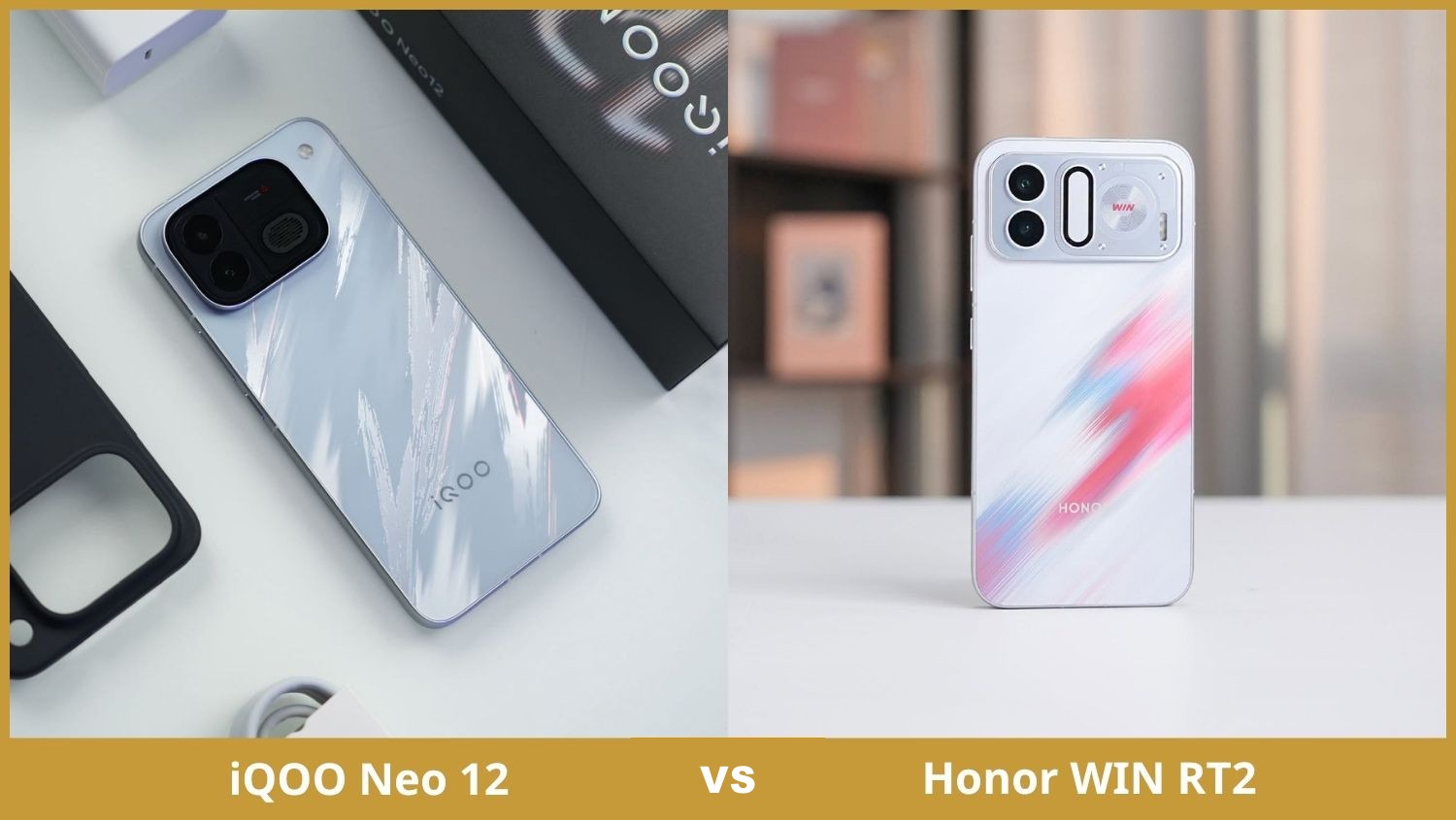 So sánh thiết kế mặt lưng và khung viền iQOO Neo 12 vs Honor WIN RT2