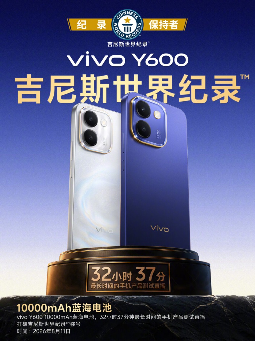 Poster chứng nhận kỷ lục Guinness thế giới thời lượng pin vivo Y600